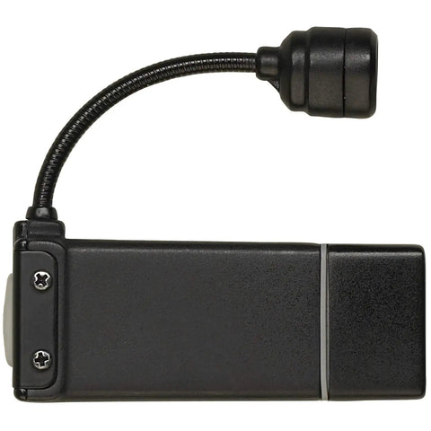 Clip On Hands Free Light With Rechargeable Power, 70 Lumen Output And 500 Candela, black compact design side view