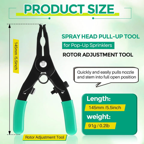 Sprinkler Pull Up Tool For Pop Up Heads Grab And Go Design Easy Grip size description with length 145mm and weight 91g displayed