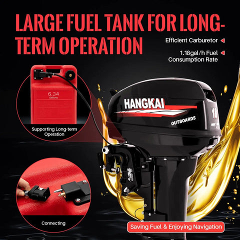 LIWBYYG Two Stroke 18HP Outboard Motor For Boats And Kayaks with fuel tank and efficient carburetor