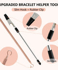 Two Pack Bracelet Helper Tool Set For Easy Self Fitting Jewelry Clasps Zippers And Crafts Quick Secure Fasteners with slim hook and rubber clip