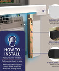 Image showing installation guide for White Vinyl Foam Side Panels For Window AC Units Custom Trim To Fit Rugged Draft Guard Wrap.