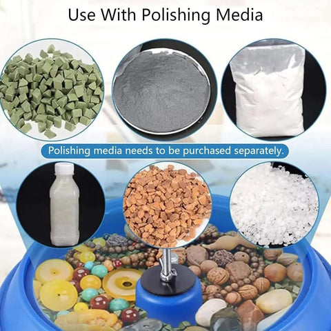 Various polishing media for use with Beefy Vibratory Tumbler Machine For Jewelry Polishing And Metal Parts 3.5L Rock Tumbler