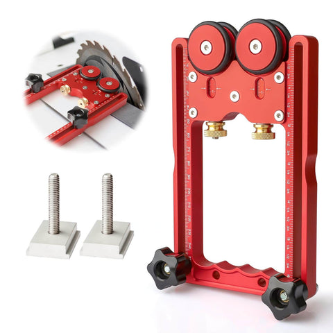 Upgraded 2 In 1 Feather Board Jig With Anti Kickback Roller for table saws, router tables, band saws, heavy duty aluminum