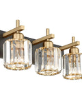 Crystal Vanity Light 3 Light Over Mirror Modern Bathroom Fixture in Polished Gold Finish with K9 Crystal Beads, front view