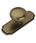 10 Pack 1 1/4 Inch Cabinet Knobs With Matching Backplates Antique Brass Vintage Drawer Pulls featuring rounded knob and decorative backplate.