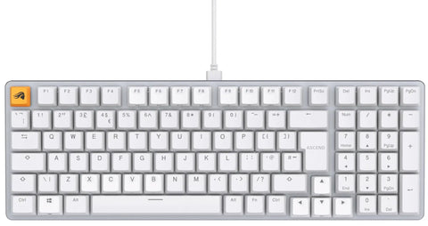 Full Size Prebuilt Mechanical Gaming Keyboard Featuring Compact 96 Layout In Crisp White Design With Silky Smooth Linear Switches.