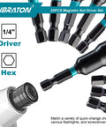 Magnetic Nut Driver Set 20 Piece For Impact Drills Metric And SAE; close-up of hexagonal nut driver heads and storage bag.