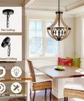 Solid Wood Modern Farmhouse 5 Light Chandelier For Dining Room And Kitchen Island Adjustable Height Brown Finish Rustic Chic Pendant Lighting For Living Room Foyer Over Table Handcrafted And Eco Friendly in dining setting