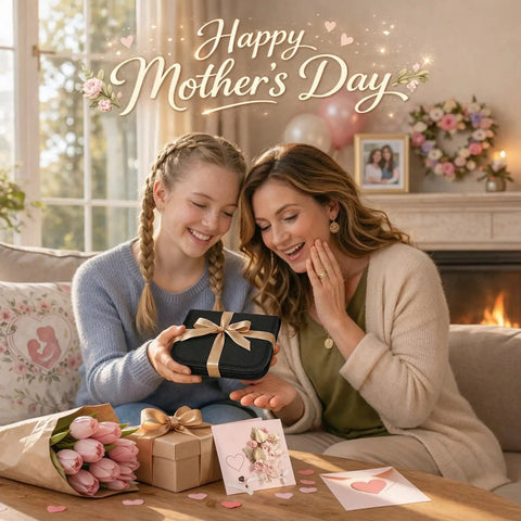 Mother and daughter exchanging a Travel Friendly Portable Sewing Kit With All The Essentials, perfect Mother's Day gift