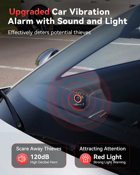 High Impact Car Alarm System With Vibration Sensor 120dB Siren And Red Strobe Lights Dual Alert Security For Your Ride Easy Install Deterrence Against Thieves Auto Arm And Alarm On Vibration mounted on car window