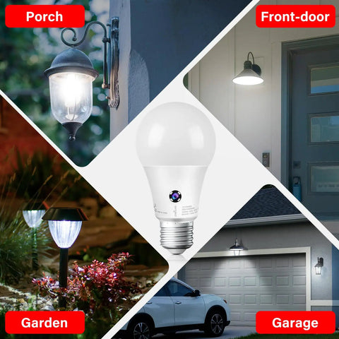 Dusk To Dawn Outdoor LED Light Bulb With Sensor, 75 Watt Equivalent, 1200 Lumens, 5000K Daylight, Auto On Off For Porch And Garage Lighting