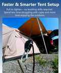 Tent setup using One Eighth Inch Rope Tie Down Ratchet Set Four Pack Adjustable Grow Light Hangers with metal ratchet.