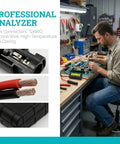 Badass No Sweat Plug And Play 200A Digital Wattmeter in use with MC4 connectors and 12AWG silicone wire at workshop.