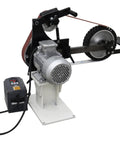 Heavy Duty 71 Inch Variable Speed Belt Sander Grinder That Slays Rough Stock Saves You Hours With Three Quick Swap Wheels For Knife Sharpening And Surface Polish Fits Vertical Or Horizontal Rig, showing motor and adjustable belt.
