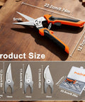 4 In 1 Garden Pruning Shears With Four Size Sharp High Carbon Martensitic Stainless Steel Blades Rustproof Wear Resistant Tool
