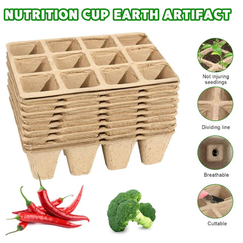10 Pack Seedling Starter Trays With 120 Cells Biodegradable Germination Trays Plant Starter Peat Pots For Seedlings Eco Friendly
