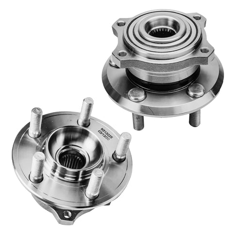 AWD Front And Rear Wheel Hub Bearings Replacement Kit For Chrysler 300 Magnum Charger Ready To Install 4 Piece Set Includes 2 Front Hubs And 2 Rear Hubs 5 Bolt Lugs Non ABS 4 Bolt Flange showing metal construction and multiple bolt lugs.