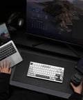 Slick Pro Wireless Aluminum 75 Percent Mechanical Keyboard With Custom LCD Display Gateron Zero Switches on a sleek desk setup.