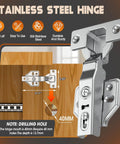 Stainless steel hinge with dimensions for installation instructions, part of the 22 Inch Pocket Door Slides Easy Install Kit