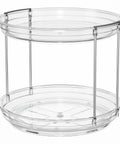 Two-tier clear acrylic Lazy Susan turntable on chrome frame, 9.25-inch diameter.
