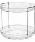 2 Tier Lazy Susan Turntable Organizer For Narrow Cabinets, Rotating Spice Rack And Cabinet Organizer For Kitchen, Clear Plastic