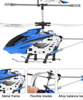SYMA S107H Mini RC Helicopter With Gyro And Altitude Hold One Key Take Off And Landing Two Point Four GHz Blue close-up