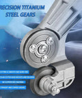 Cordless Electric Shears For Metal Sheet Cutting With Adjustable Speed And Led Light showing precision titanium steel gears for smooth cutting.
