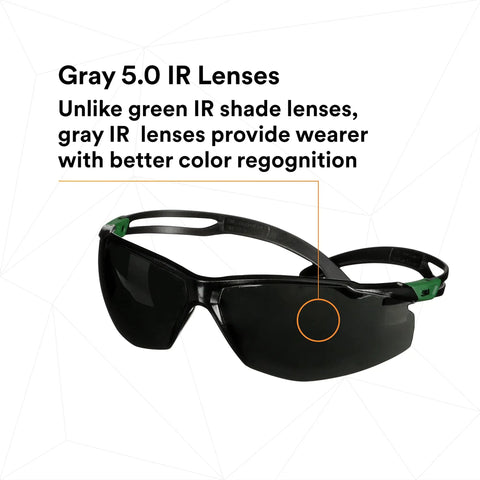 Top Tier Sport Safety Glasses Featuring Ir Five Gray Optics And Recessed Temple Ribs For Knockout Comfort And Seamless Ppe Compatibility On Heavy Duty Work Sites, showing gray 5.0 lenses.