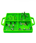Green Flexible Organizing Tray For Bolts, Screws And Small Fasteners, non-slip silicone tool tray with compartments on workbench