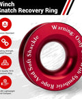 2 Piece Winch Snatch Block Pulley Recovery Ring Kit With Soft Shackle For Rope Pulley Built For ATV UTV SUV Truck Off Road Heavy Duty 66,000 LBS Beefed Up Winch Accessories In Red, 7075 aluminum alloy recovery ring