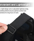 Close-up of adjustable strap on Detachable Welding Helmet With Anti Glare Shield And Protective Eye Gear For Grinding Plasma Cutting TIG MIG Comfortable Welder Mask For Full Face Protection
