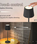 2 Pack Rechargeable Cordless Table Lamps With 3000K Dimmable Warm Light showing touch control and dimming feature