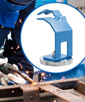 Heavy Duty Welding Holder Stand With Powerful Magnetic Base For Secure MIG Torch Support, blue steel design for metalworking.