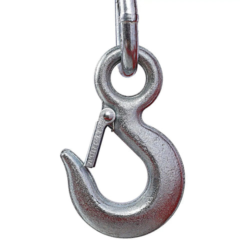 Heavy Duty 2 Ton Folding Engine Hoist 4000 LB Cherry Picker Telescopic Boom Rolling Stand hook detail with shiny metal finish
