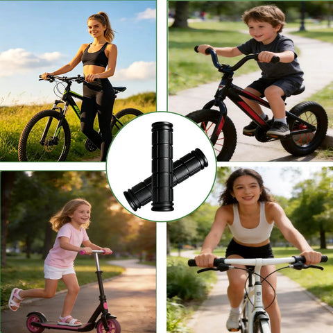 Two Pairs Bike Handlebar Grips For Road Mountain And Folding Bikes Black Rubber Comfort Grips With Easy Installation
