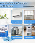 AC Drain Pan Tablets 120 Count for Condensate Systems, non clog pan cleaner with odor control next to HVAC and dehumidifier images