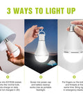 Rechargeable Battery Powered Emergency Light Bulbs 15W 80W Equivalent 6000K Cool White 1500mAh with 3 usage methods
