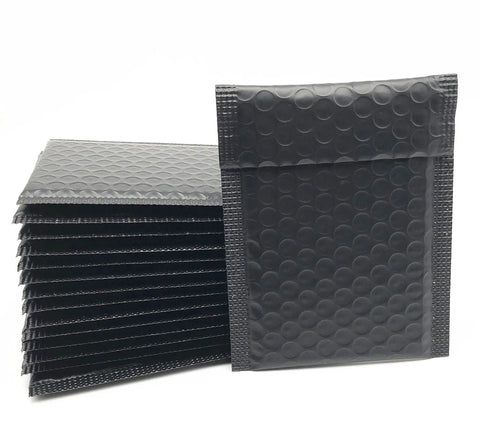 Stack of 5x7 Inch Black Poly Bubble Mailers Small Padded Envelopes Self Sealing Shipping Bags 100 Pack For Secure Lightweight Shipments Ideal For Online Sellers And Small Biz