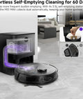 Beast Robot Vacuum And Mop Combo With 6000Pa Suction And 3.5L Self Emptying Dock in living room, demonstrating self-emptying function