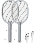 Two 3800V Handheld Bug Zapper Rackets with Type-C rechargeable battery, indoor outdoor mosquito zapper, 3-layer safety mesh, dual pack.