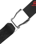 Close-up of Universal Belt Squat Collar For Nordic Hamstring Curl On Bench, featuring a 5.6 ft black buckle strap for seat workouts.