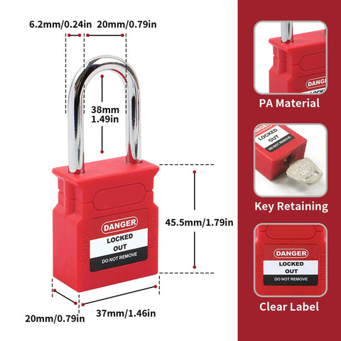 Five Pack Heavy Duty Lockout Tagout Safety Padlocks Built Tough With Keyed Different Cores OSHA Compliant Nylon Shell And Secure Steel Shackle For No Fuss Job Site Security