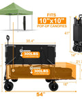 Heavy Duty Double Decker Wagon Collapsible Cart With 600 Lbs Load And 400 L Capacity Foldable Utility Cart With 7 Inch All Terrain Wheels And Steel Frame For Beach Outdoor Camping And Gardening, side view with dimensions