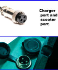 Cruiser Electric Scooter Charger For 52V Battery System With 3 Pin XLR Connector and scooter port close-up