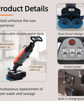 Cordless 18 Inch Walk Behind Floor Scrubber With Dual Brushes, 120 Minute Battery Power, 360 Degree Rotating Head, Red Beast
