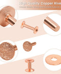 Copper Rivets And Burrs Kit For Leather Working 116 Pcs With Size 9 And Size 12 Burrs and Rivet Setter Tool