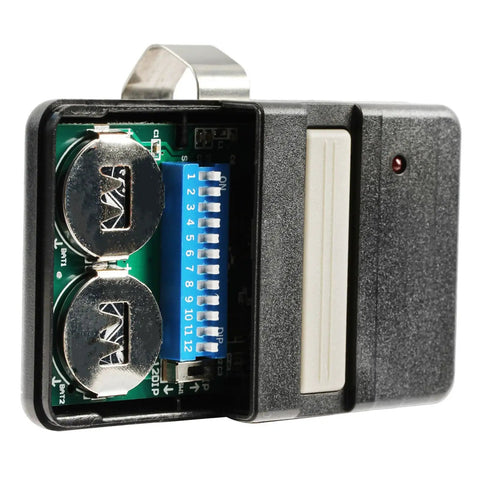 Interior view of plug and play universal garage door opener remote compatible with Genie Overhead Door GT90-1 G220 MAT90 GT912