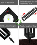 Installation steps for Outdoor Solar Floor Lanterns Set Of 2, Stainless Steel Black Lantern Lights for garden use.