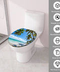 Upgrade Your Bathroom Game Zero Sweat Install With This Durable Resin Toilet Seat Cover Sporting A Tropical Thatched Umbrella Motif.