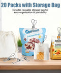 Built Like A Tank Heavy Duty Stainless Steel Clothes Pins 20 Pack with reusable storage bag for organizing food packets.